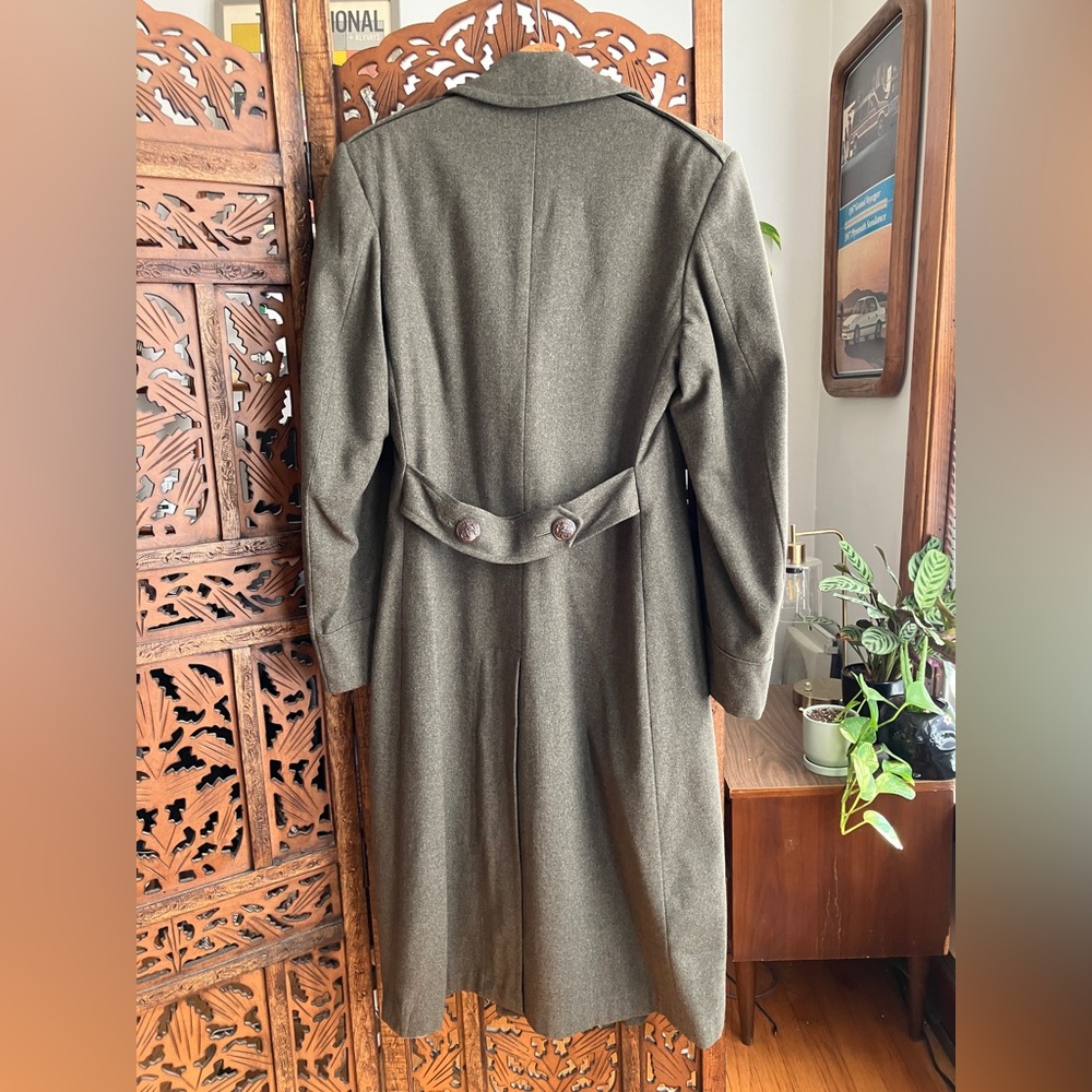 Vintage green wool mid century trench coat, military, 1950s - Picture 5 of 7